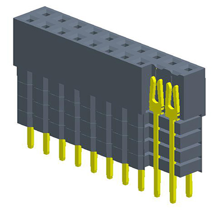 2.54mmFemale Header Dual Row 180°add plastic
